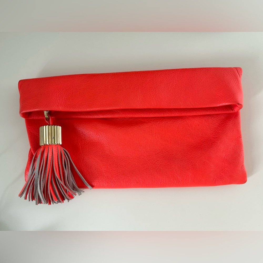 India Hicks Carmen Clutch - bright coral